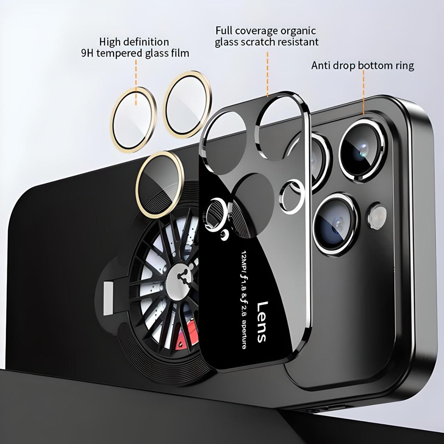 Large Window iPhone Case 2in1 Rotating Gyro Fidget Spinner Case Stand Camera Protection 15 Pro Max Pro Plus MagSafe Charging