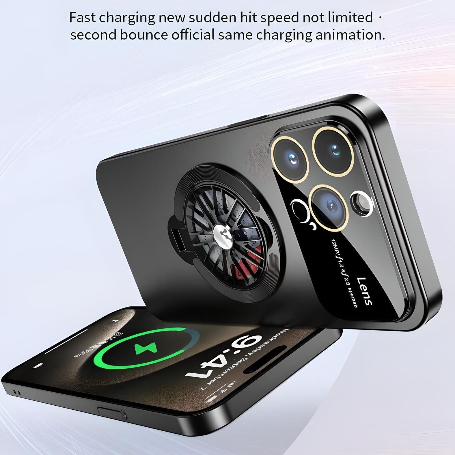 Large Window iPhone Case 2in1 Rotating Gyro Fidget Spinner Case Stand Camera Protection 15 Pro Max Pro Plus MagSafe Charging