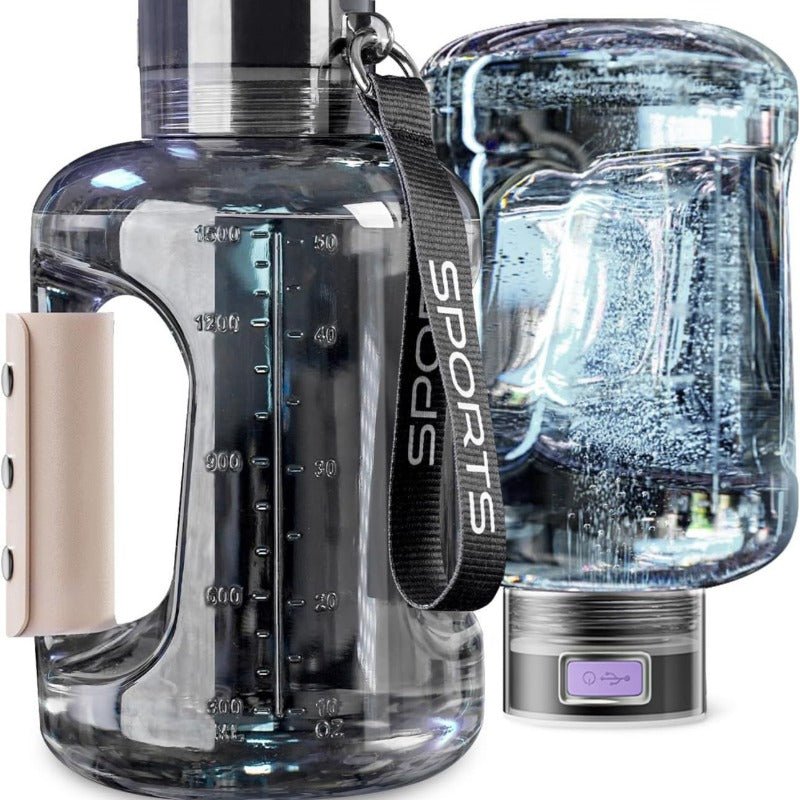 HydroBoost H2 1.5L Sports Bottle | Hydrogen Water Ionizer | High - Capacity 1500ml (50oz) | Carrying Strap | Leather Handle trending Hydrogen Water Ionizer Bottle YOLO Yard