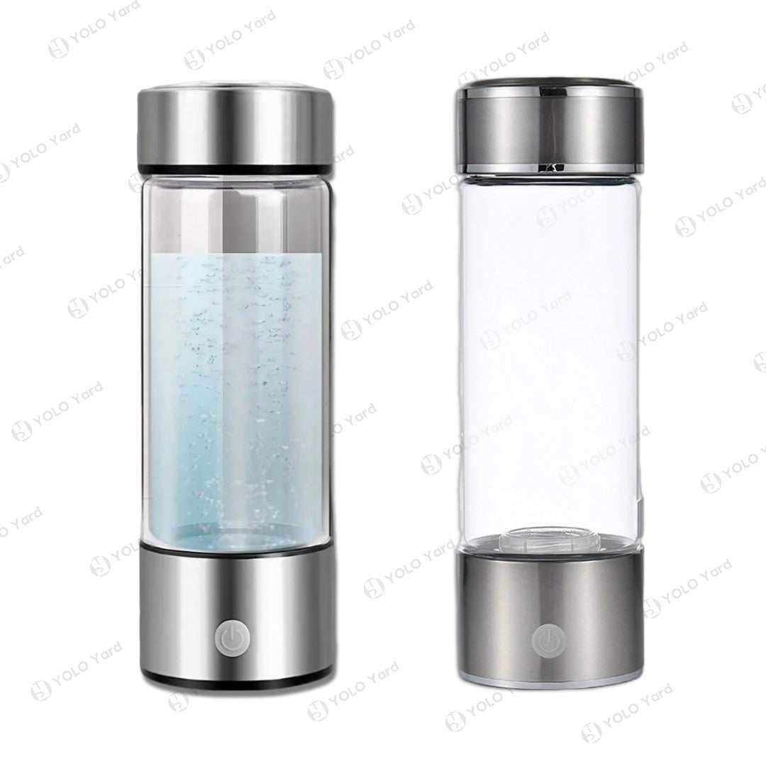 AquaPure Hydrogen Glass Water Bottle 420mL - Alkaline Mineral Ionizer Infuser