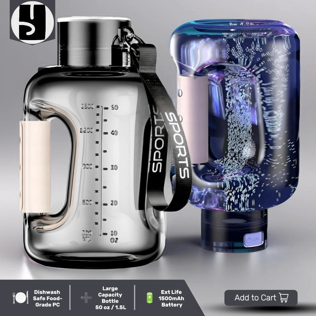 Shop best HydroBoost 1.5L Hydrogen & Mineral Infuser Water Bottle at YOLO Yard