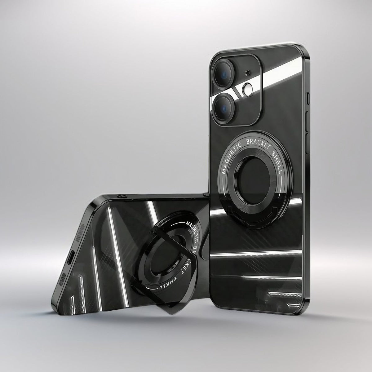 Invisible Bracket MagCharge iPhone (15-11) Case | Aluminum Alloy Bracket Stand | TPU Shell | Magsafe Wireless Charging YOLO