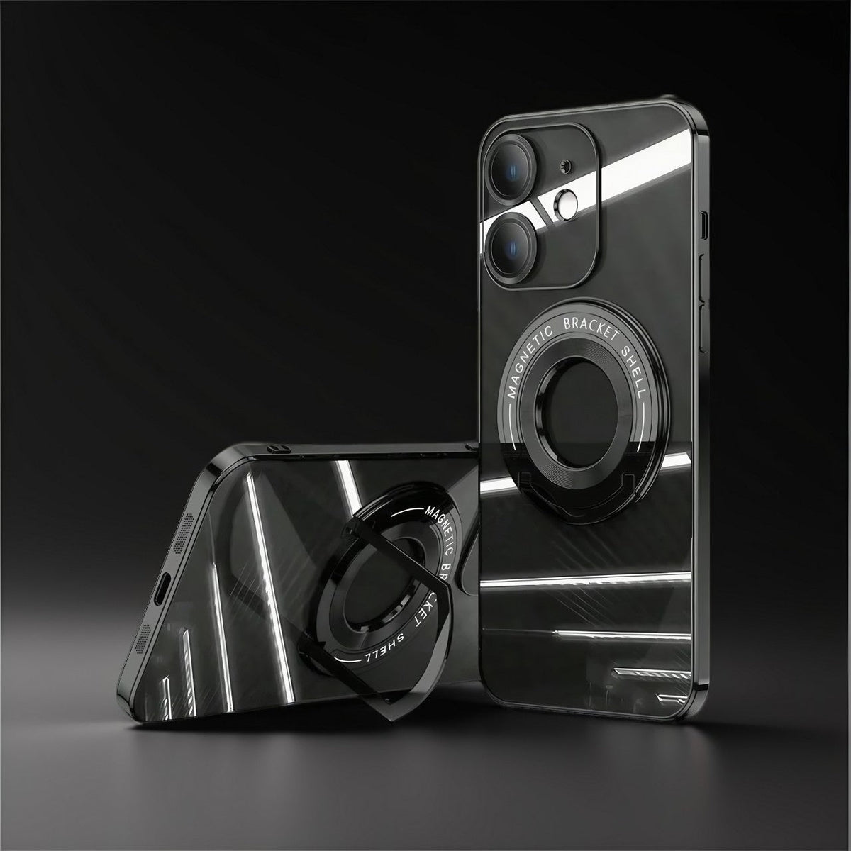 Invisible Bracket MagCharge iPhone (15-11) Case | Aluminum Alloy Bracket Stand | TPU Shell | Magsafe Wireless Charging YOLO