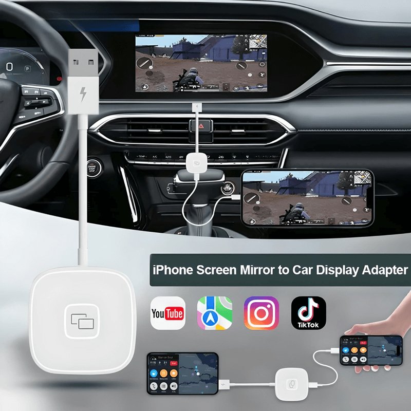 iPhone® to Car Screen Mirror Adapter for Carplay | Phone-to-Car Display via USB - YOLO Yard iPhone Mirror Adapter Adapter AI