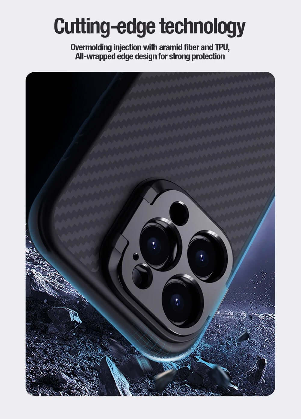 Aramid Fiber iPhone Case Lens Bracket-Stand Magnetic Charging Carbon Fiber Pattern trending Phone Case YOLO Yard MagSafe