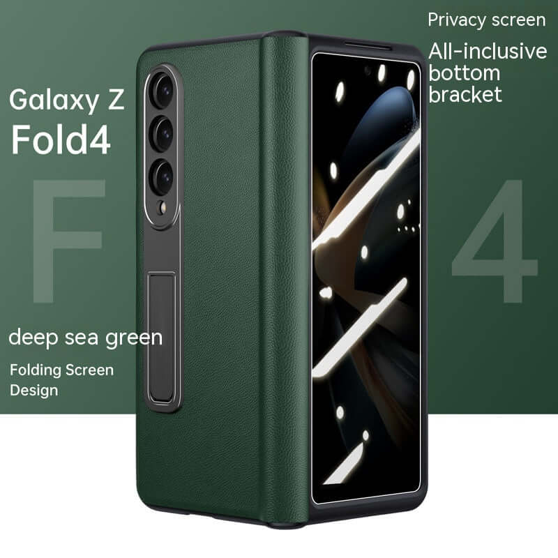 Leather Privacy Armor 360 Case for Galaxy Z Fold 5 4 3 | Privacy Screen Protector | Genuine Napa Leather | Magnetic Hinge Protection | Kickstand | Anti - Fall trending Privacy Phone Case YOLO Yard