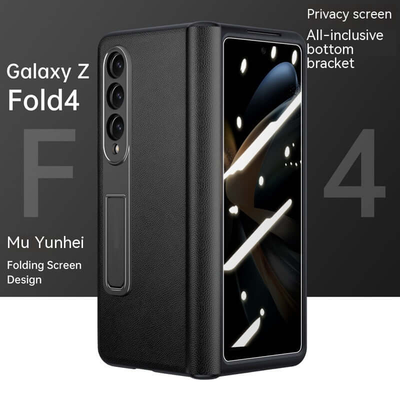 Leather Privacy Armor 360 Case for Galaxy Z Fold 5 4 3 | Privacy Screen Protector | Genuine Napa Leather | Magnetic Hinge Protection | Kickstand | Anti - Fall trending Privacy Phone Case YOLO Yard