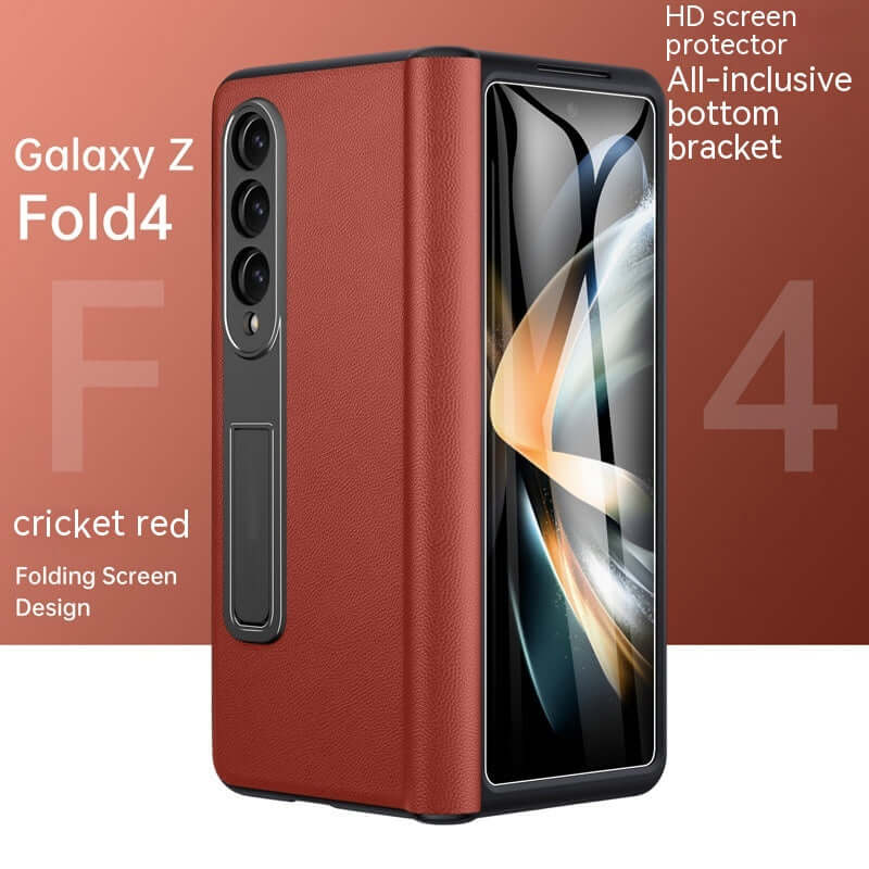 Leather Privacy Armor 360 Case for Galaxy Z Fold 5 4 3 | Privacy Screen Protector | Genuine Napa Leather | Magnetic Hinge Protection | Kickstand | Anti - Fall trending Privacy Phone Case YOLO Yard