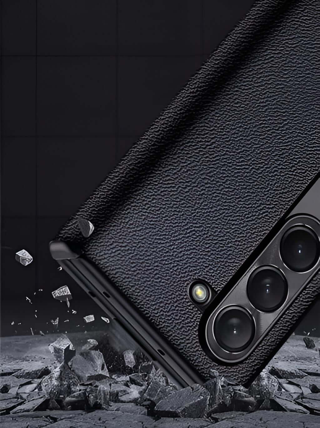 Leather Privacy Armor 360 Case for Galaxy Z Fold 5 4 3 | Privacy Screen Protector | Genuine Napa Leather | Magnetic Hinge Protection | Kickstand | Anti - Fall trending Privacy Phone Case YOLO Yard