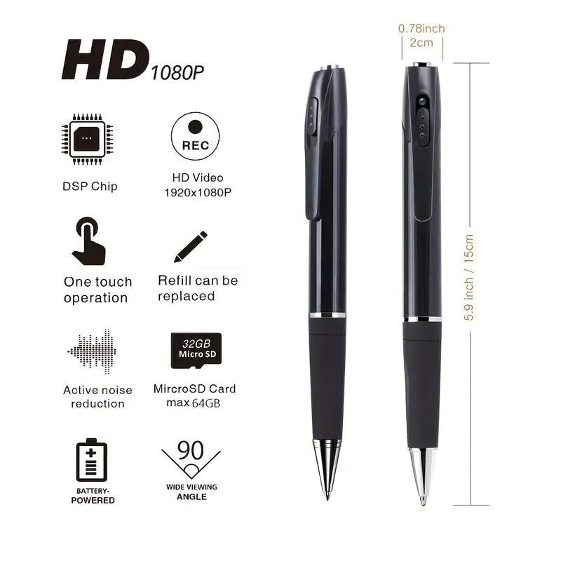 OmniSmart HD Video Recorder Pen | Capture Video + Photos 1080P HD | Night Vision | Micro - SD up to 128 GB YOLO Yard Camcorders