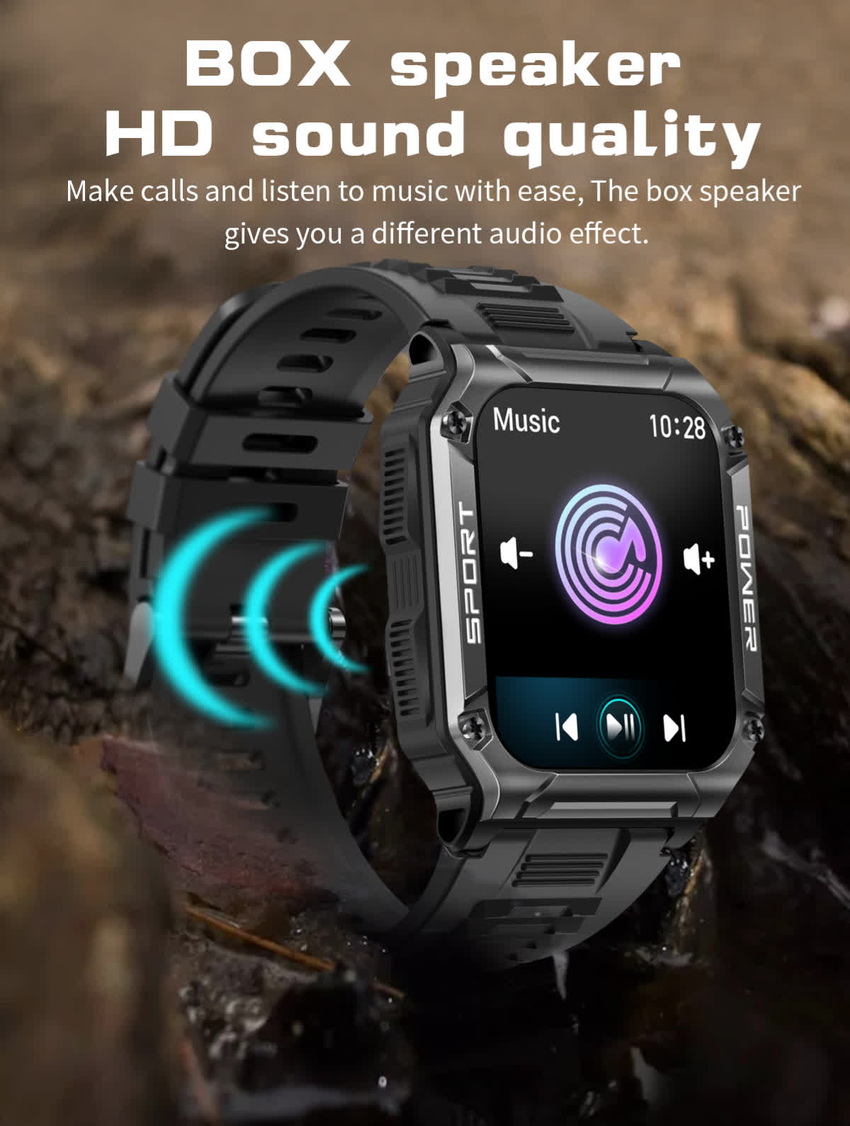 PowerSport 1.95in (50mm) Smart Watch Health Monitoring BT 5.1 Calls Audio Compass Activity Mode Waterproof IP68 YOLO trending