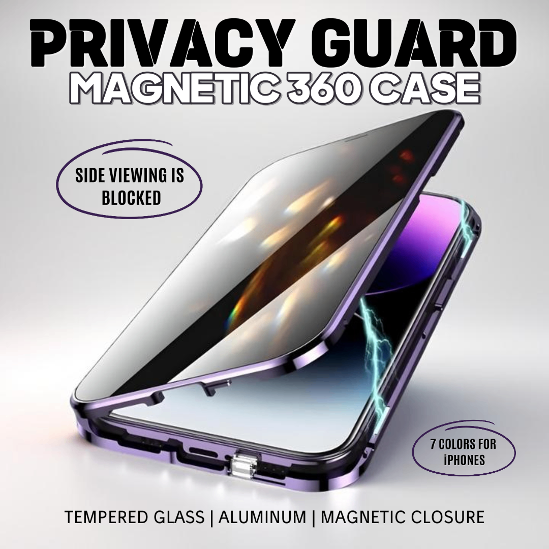 Privacy Guard Magnetic iPhone (15-13) Case | Aluminum Alloy Frame | Tempered Glass | Magnetic Closure | 360 Protection