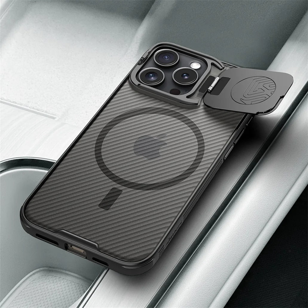 CamShield Prop: Lens Stand MagSafe iPhone Case | Micro-Carbon Fiber