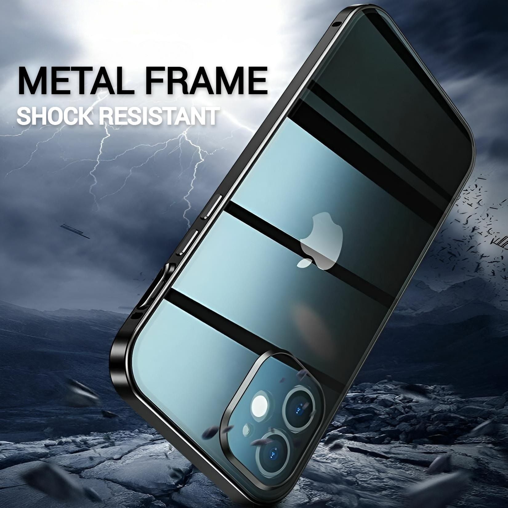 Privacy Guard Magnetic iPhone (15-13) Case | Aluminum Alloy Frame | Tempered Glass | Magnetic Closure | 360 Protection YOLO