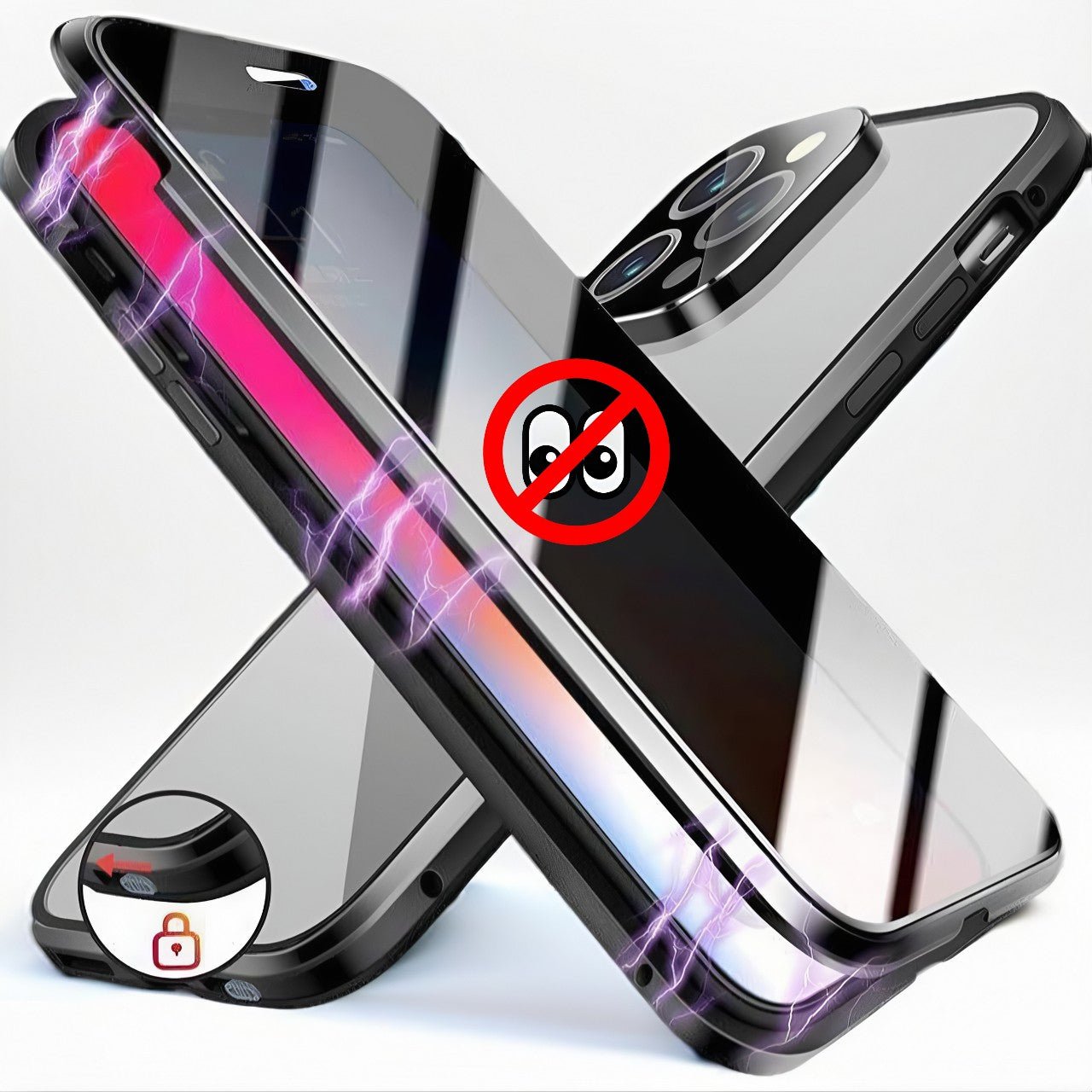 Privacy Guard Magnetic iPhone (15-13) Case | Aluminum Alloy Frame | Tempered Glass | Magnetic Closure | 360 Protection YOLO