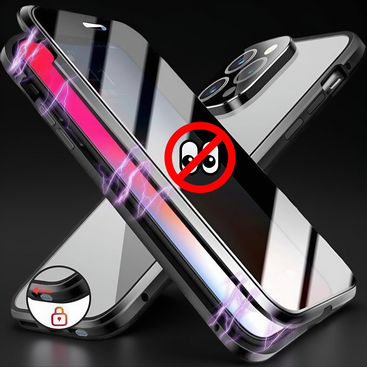 Privacy Guard Magnetic iPhone (15-13) Case | Aluminum Alloy Frame | Tempered Glass | Magnetic Closure | 360 Protection YOLO