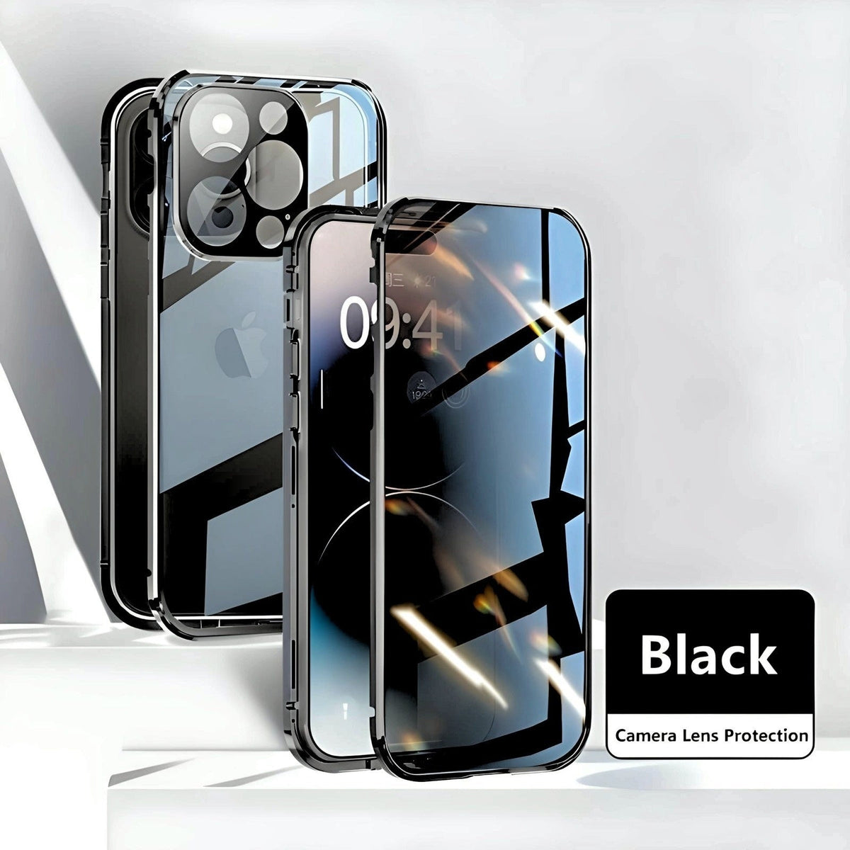 Privacy Guard Magnetic iPhone (15-13) Case | Aluminum Alloy Frame | Tempered Glass | Magnetic Closure | 360 Protection YOLO