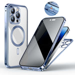 360 iPhone Case Magnetic Charging Electroplated Metal Frame Privacy Tempered Glass MagSafe trending Privacy Phone Case YOLO