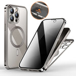 360 iPhone Case Magnetic Charging Electroplated Metal Frame Privacy Tempered Glass MagSafe trending Privacy Phone Case YOLO