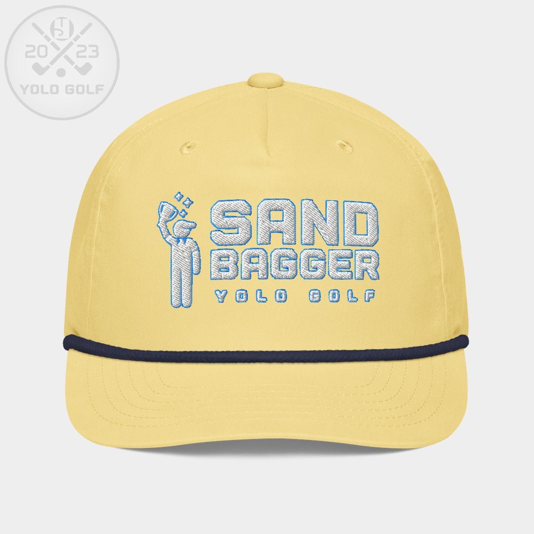 Shop "Sandbagger" Golf Rope Cap (White Teal Embroidery) on sale