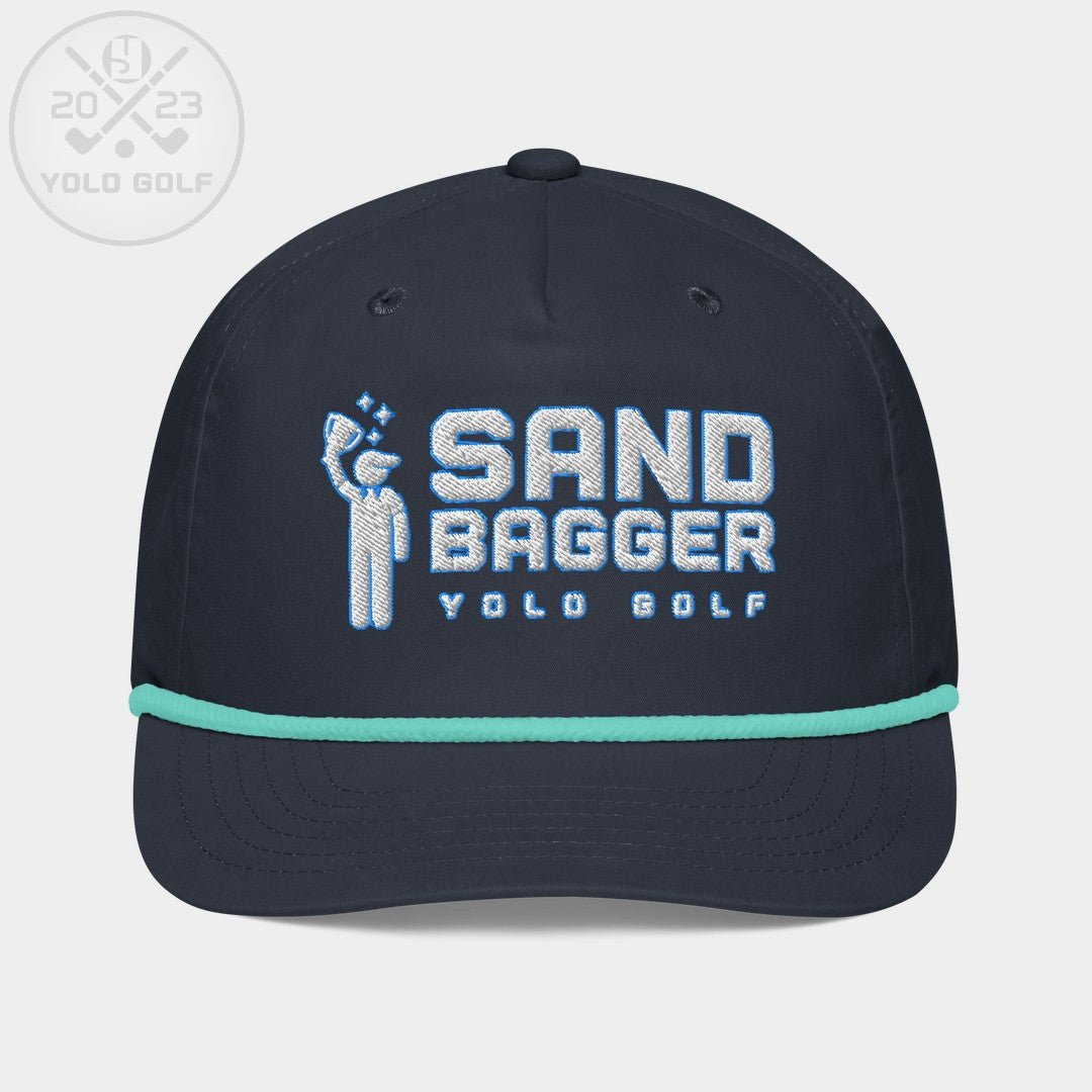 Shop "Sandbagger" Golf Rope Cap (White Teal Embroidery) on sale