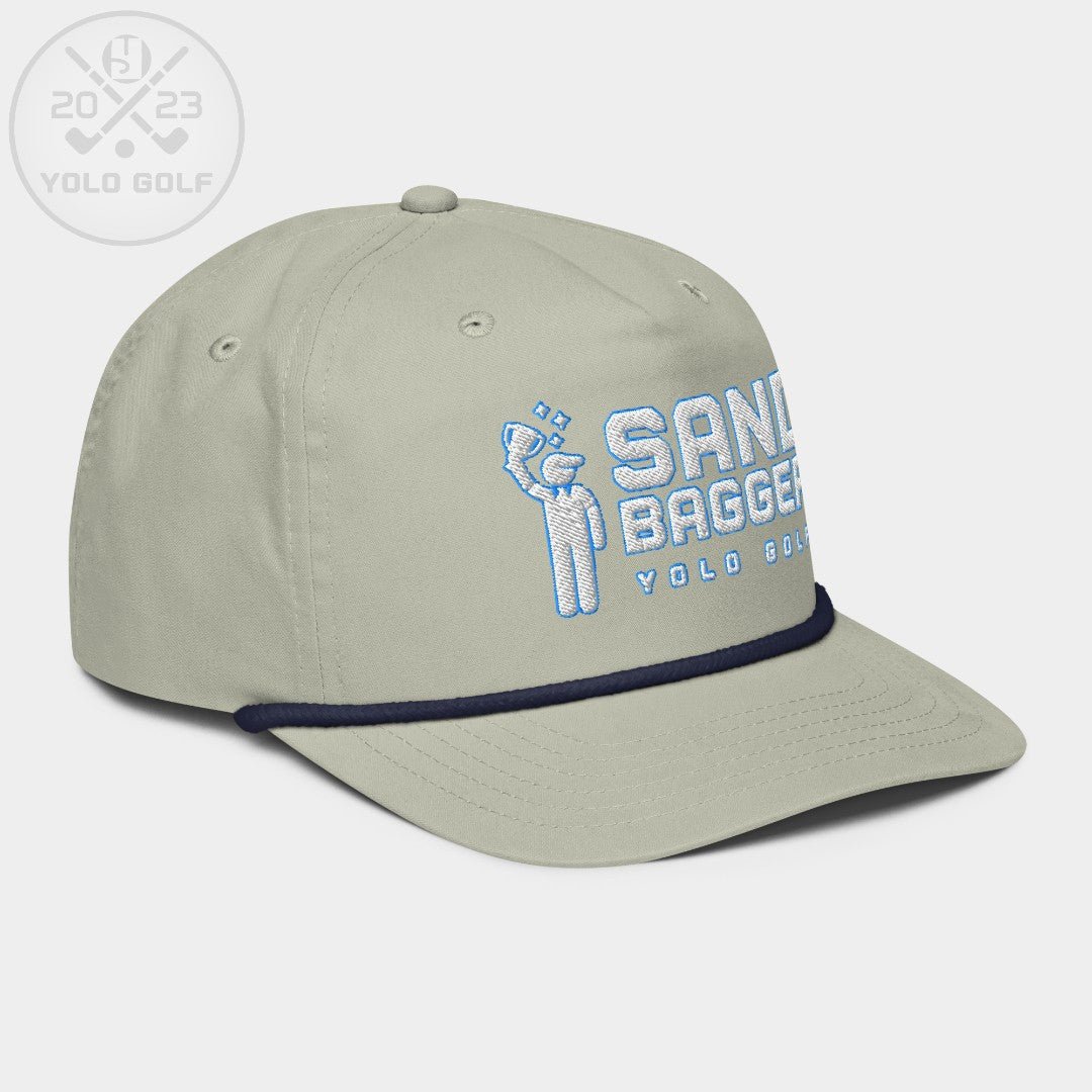 Shop "Sandbagger" Golf Rope Cap (White Teal Embroidery) on sale