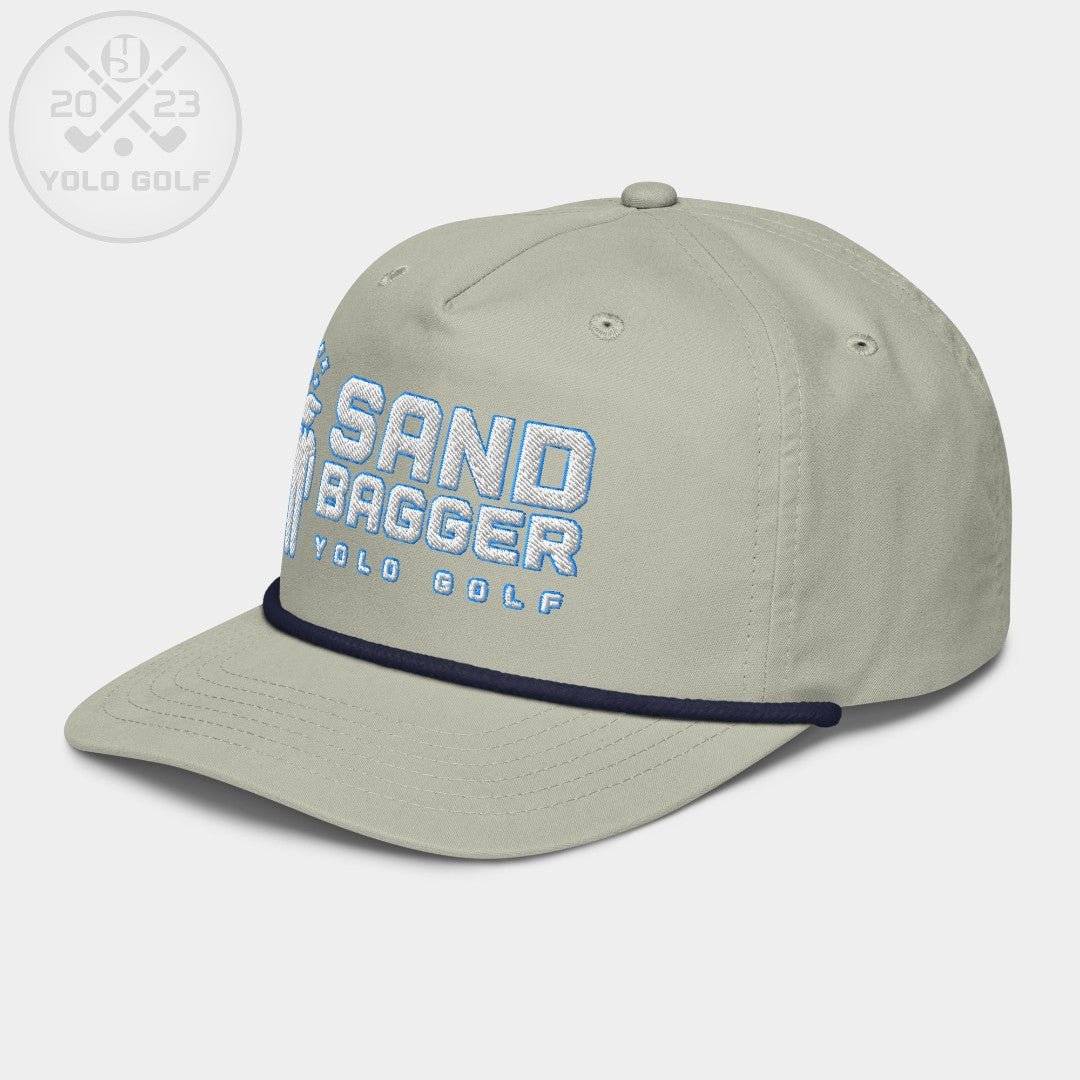 Shop "Sandbagger" Golf Rope Cap (White Teal Embroidery) on sale