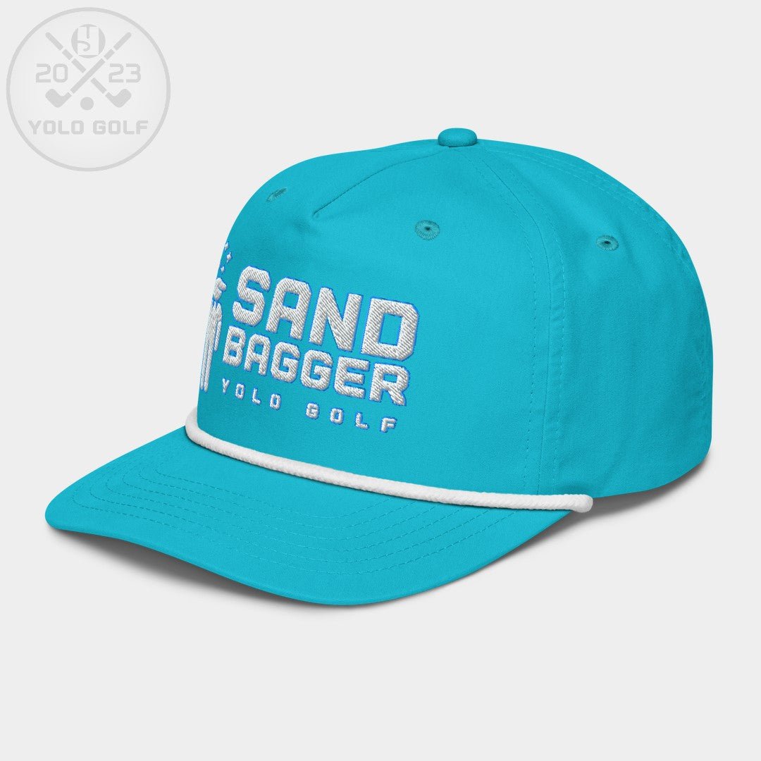 Shop "Sandbagger" Golf Rope Cap (White Teal Embroidery) on sale