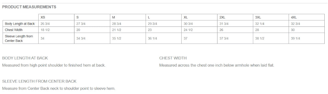 Size Chart Tri-Blend Moisture-Wicking Long Sleeve Hoodie from YOLO Golf Sportswear Activewear 