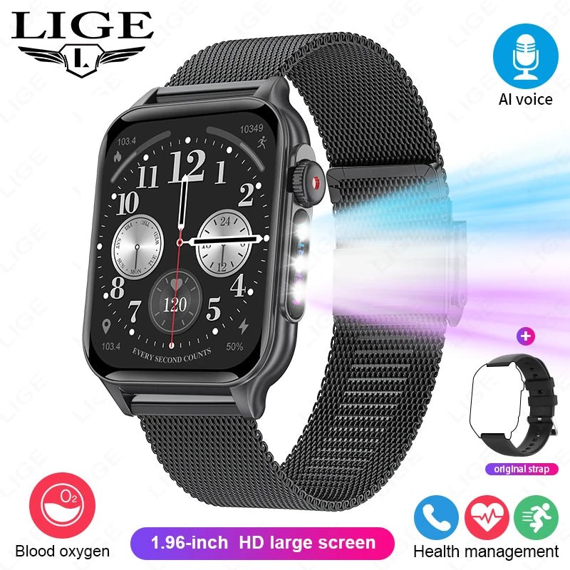 Shop Smart Watch LED Lighting Effects 1.96'' HD Screen Men Women Bluetooth Call Breathing Light Outdoor Bracelet Heart Rate