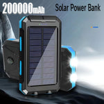 Solar Charger USB Power Bank 20000mAh |ED Flashlight Compass Dual USB Waterproof High Capacity Fast Charging Battery TRENDING