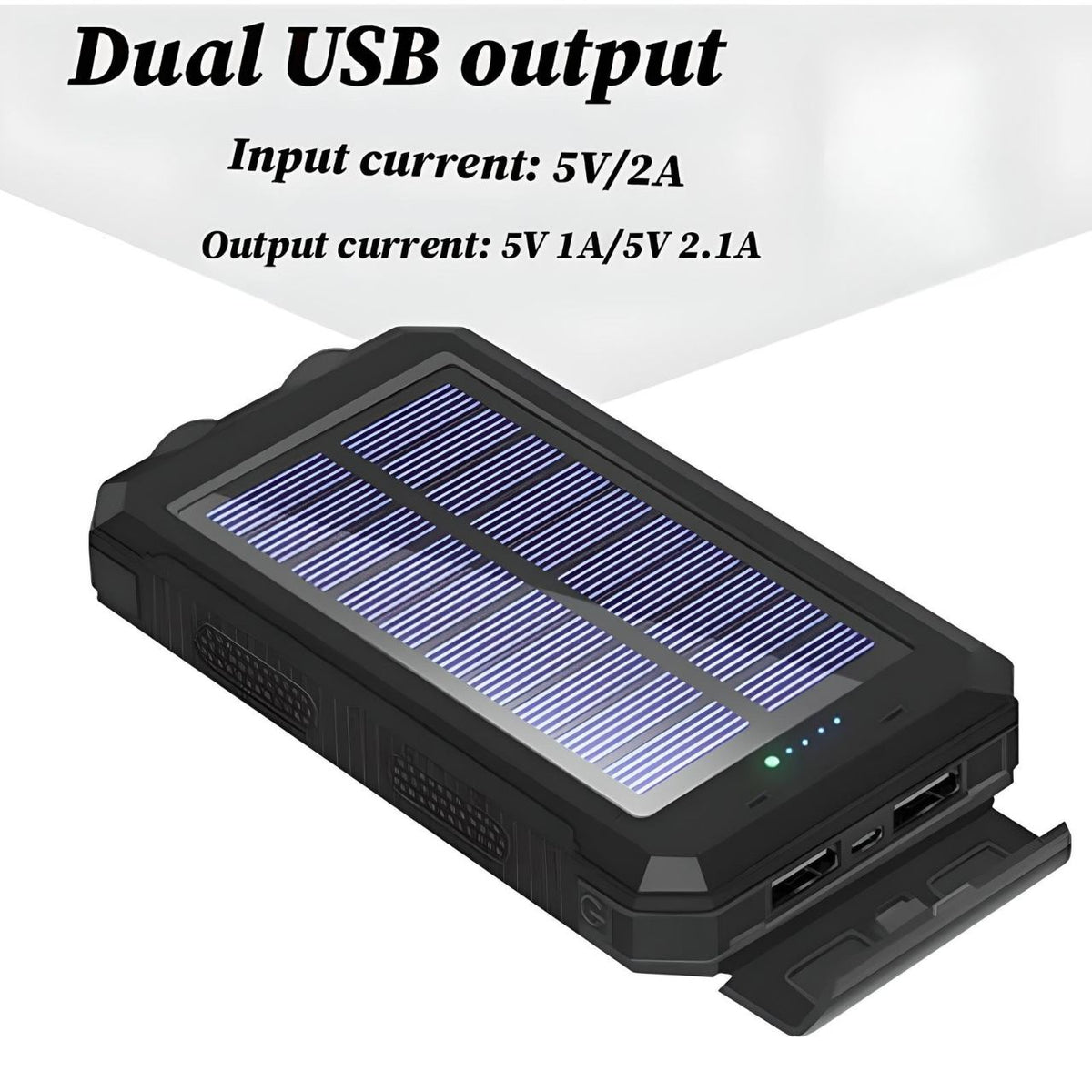 Solar Charger USB Power Bank 20000mAh |ED Flashlight Compass Dual USB Waterproof High Capacity Fast Charging Battery TRENDING