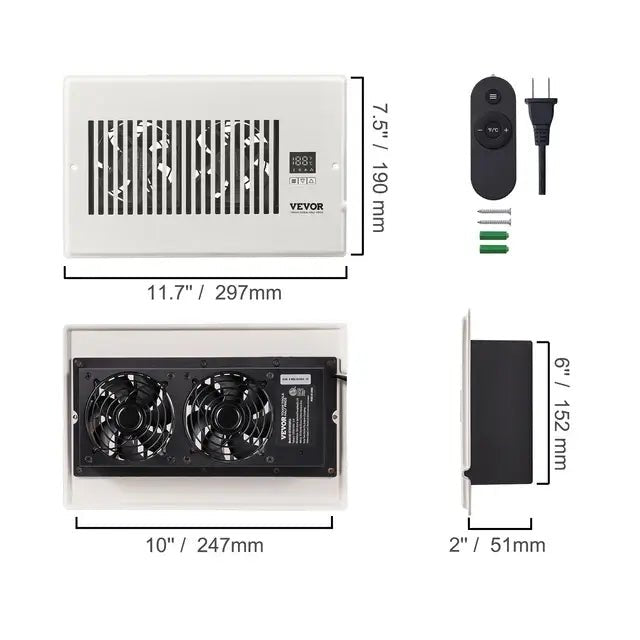 VeFlow Air Booster Fan | Smart Register Vent | Airflow Auto - adjust | Remote trending Register Vent Booster YOLO Yard