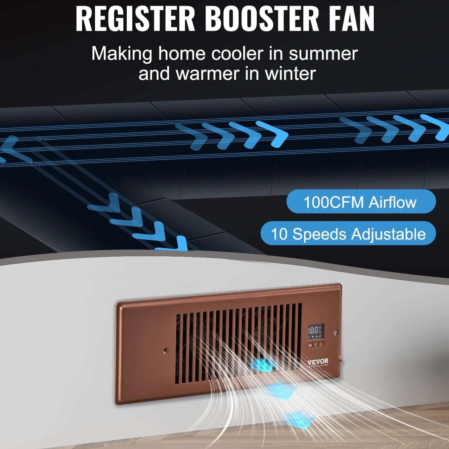 VeFlow Air Booster Fan | Smart Register Vent | Airflow Auto - adjust | Remote trending Register Vent Booster YOLO Yard