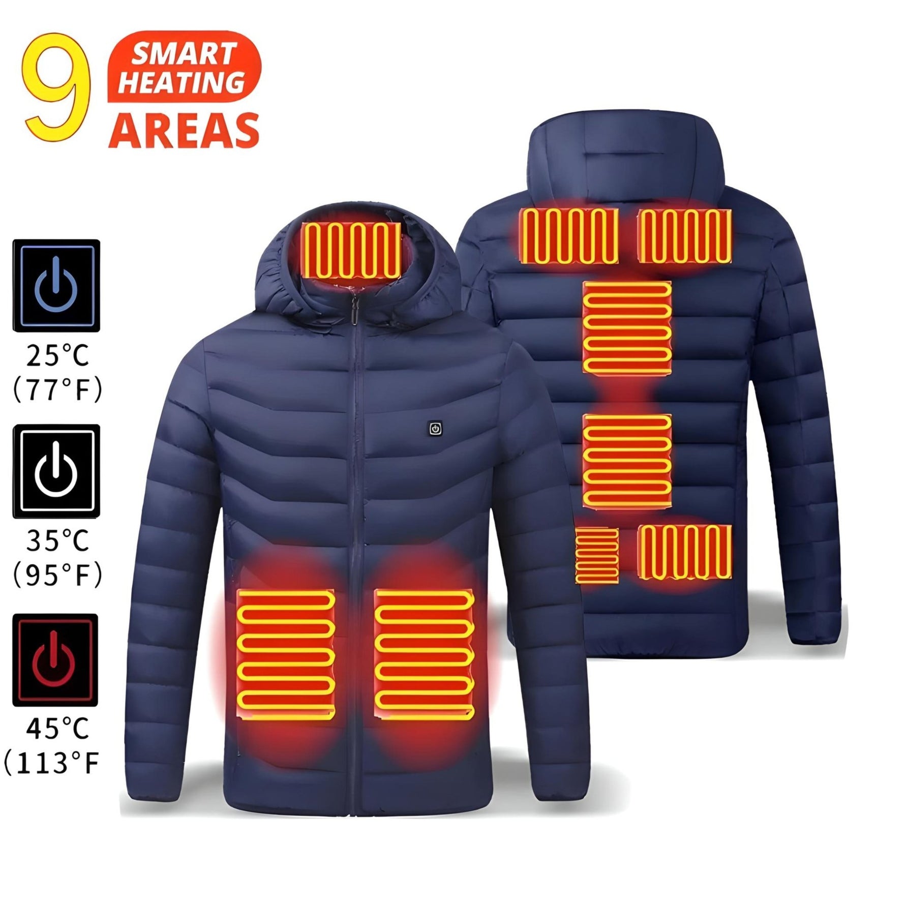 Winter Warmth Heated Hooded Jacket | 10000mAh USB Power Bank Included YOLO Yard Heated Jacket bestdeals great gift THREADS