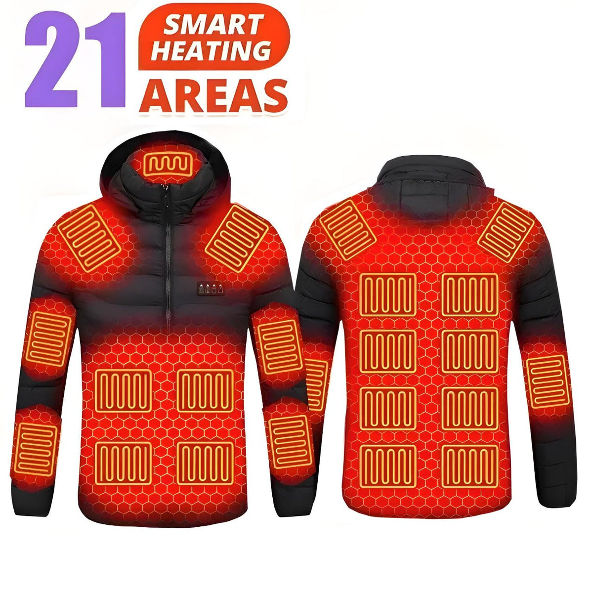 Winter Warmth Heated Hooded Jacket | 10000mAh USB Power Bank Included YOLO Yard Heated Jacket bestdeals great gift THREADS