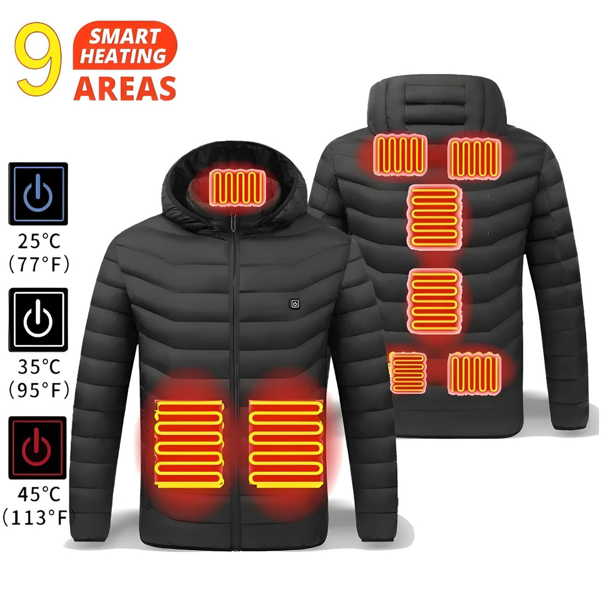 Winter Warmth Heated Hooded Jacket | 10000mAh USB Power Bank Included YOLO Yard Heated Jacket bestdeals great gift THREADS