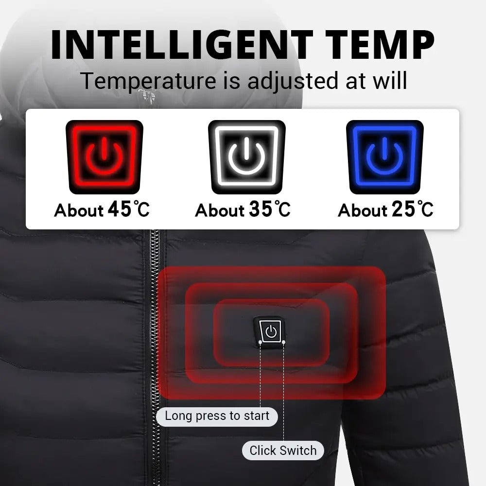 Winter Warmth Heated Hooded Jacket | 10000mAh USB Power Bank Included YOLO Yard Heated Jacket bestdeals great gift THREADS