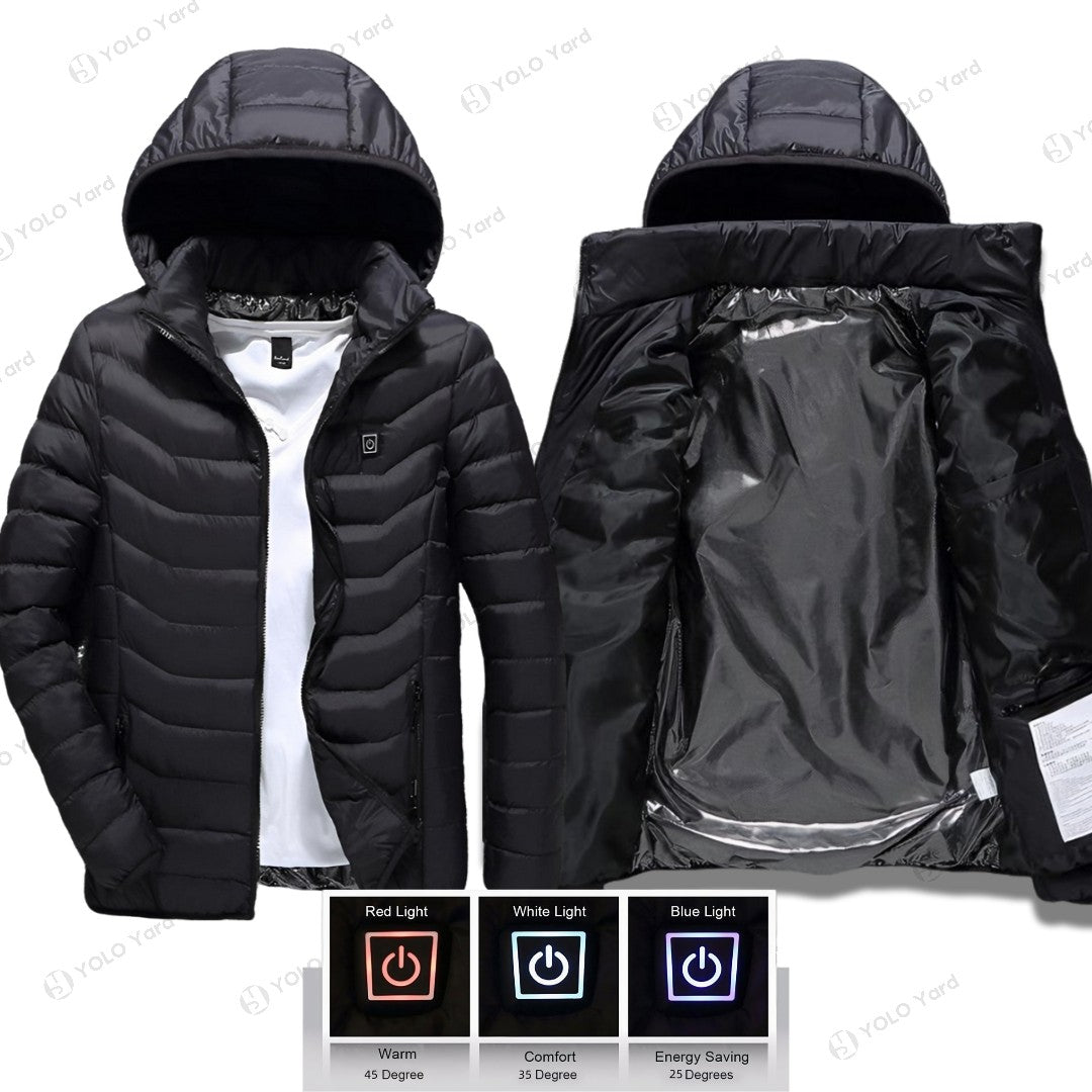 Winter Warmth Heated Hooded Puffer Jacket - 9 Zones