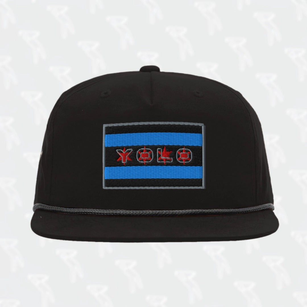 YOLO-Chicago Flag Patch Braided Rope Cap UPF 50+