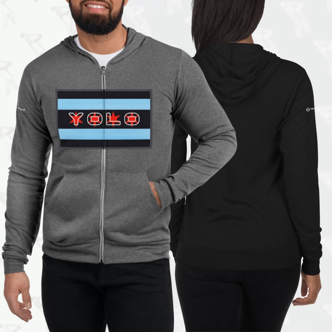 YOLO-Chicago Flag Lightweight Tri-Blend Zip Hoodie