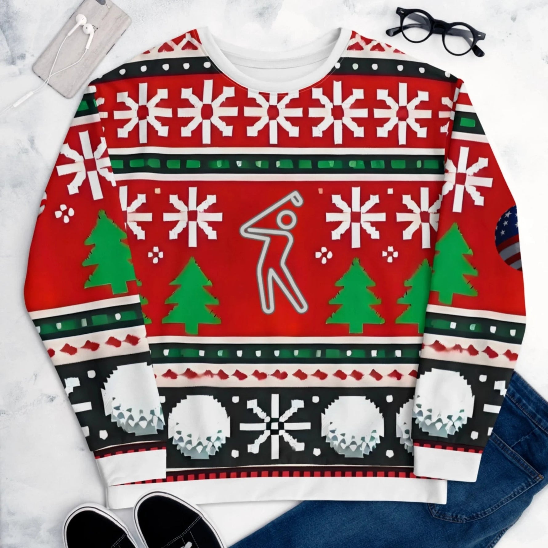 Shop YOLO Golf Ugly Christmas Fleece Sweater on sale