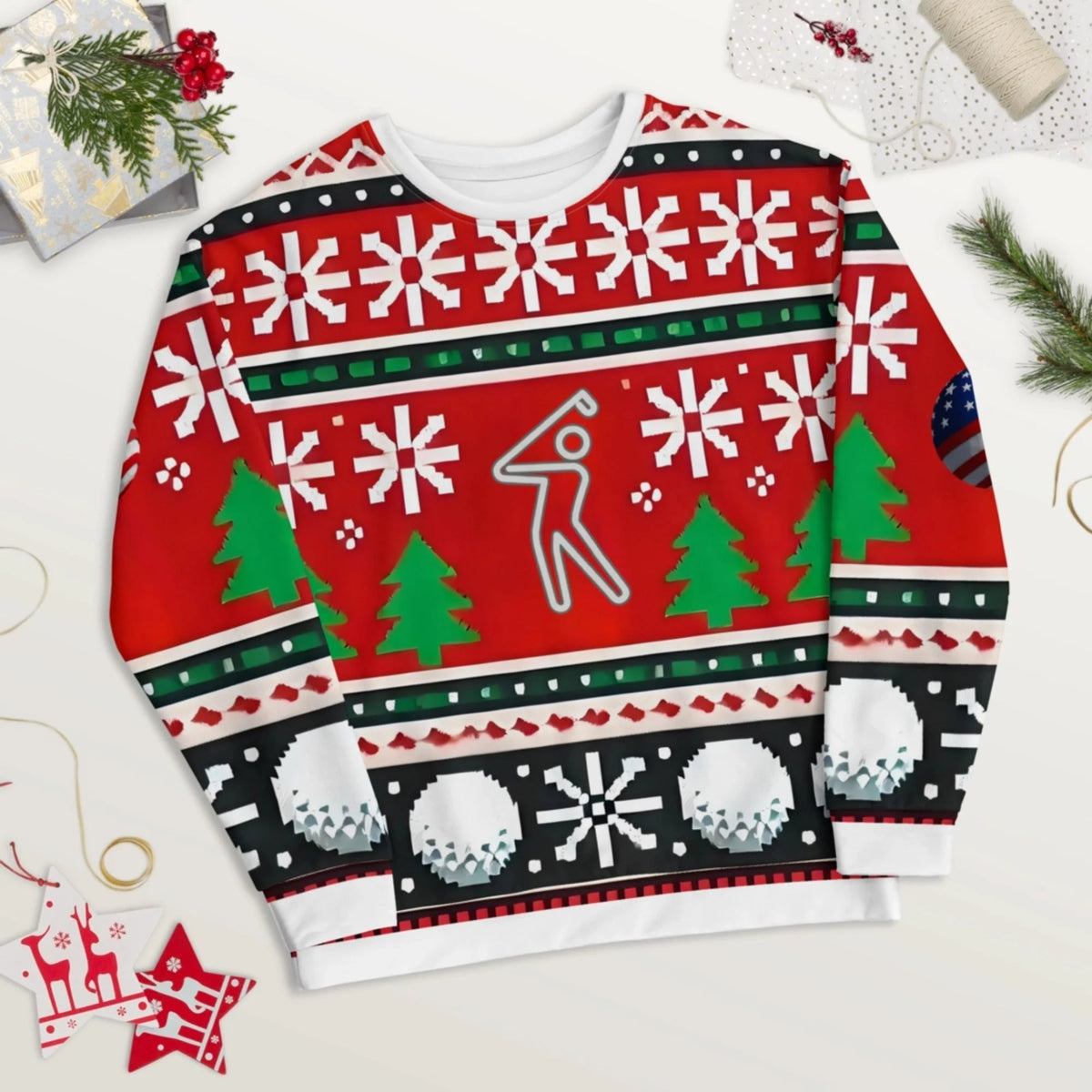 Shop YOLO Golf Ugly Christmas Fleece Sweater on sale